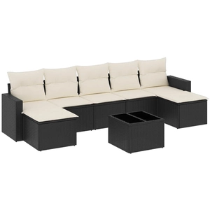 vidaXL Salon de jardin 8 pcs avec coussins noir résine tressée pas cher