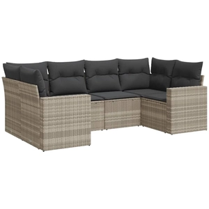 vidaXL Salon de jardin 6 pcs avec coussins gris clair résine tressée pas cher