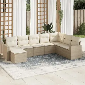 vidaXL Salon de jardin avec coussins 8 pcs beige résine tressée pas cher