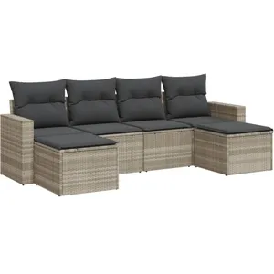vidaXL Salon de jardin 6 pcs avec coussins gris clair résine tressée pas cher