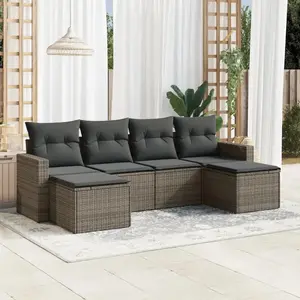 vidaXL Salon de jardin 6 pcs avec coussins gris résine tressée pas cher