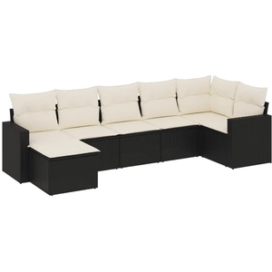 vidaXL Salon de jardin 8 pcs avec coussins noir résine tressée pas cher