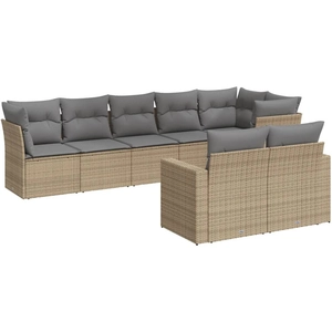 vidaXL Salon de jardin avec coussins 8 pcs beige résine tressée pas cher