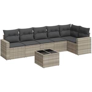vidaXL Salon de jardin avec coussins 7 pcs gris clair résine tressée pas cher