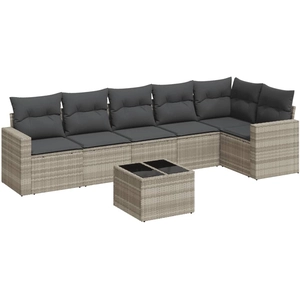 vidaXL Salon de jardin 6 pcs avec coussins gris clair résine tressée pas cher