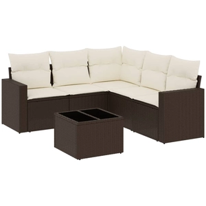 vidaXL Salon de jardin avec coussins 5 pcs marron résine tressée pas cher