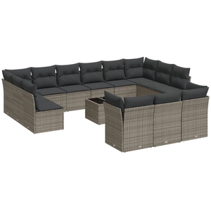 Comparateur de prix : vidaXL Salon de jardin avec coussins 13 pcs gris résine tressée