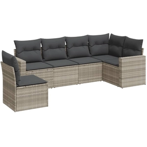 vidaXL Salon de jardin avec coussins 7 pcs gris clair résine tressée pas cher