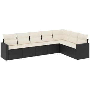 vidaXL Salon de jardin 8 pcs avec coussins noir résine tressée pas cher