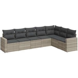 vidaXL Salon de jardin 8 pcs avec coussins gris clair résine tressée pas cher