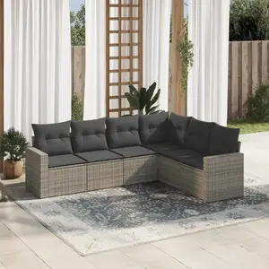 vidaXL Salon de jardin 6 pcs avec coussins gris résine tressée pas cher