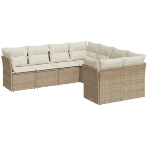 vidaXL Salon de jardin avec coussins 8 pcs beige résine tressée pas cher