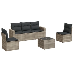 vidaXL Salon de jardin 6 pcs avec coussins gris clair résine tressée pas cher