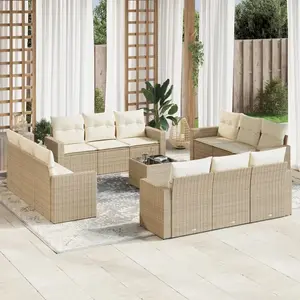 Comparateur de prix : vidaXL Salon de jardin avec coussins 13 pcs beige résine tressée