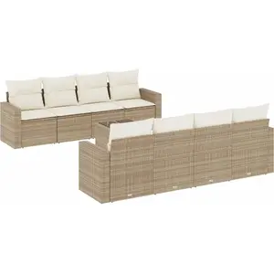 vidaXL Salon de jardin avec coussins 9 pcs beige résine tressée pas cher
