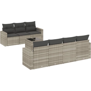 vidaXL Salon de jardin 8 pcs avec coussins gris clair résine tressée pas cher