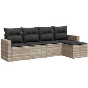 vidaXL Salon de jardin 5 pcs avec coussins gris clair résine tressée pas cher