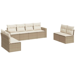 vidaXL Salon de jardin avec coussins 8 pcs beige résine tressée pas cher