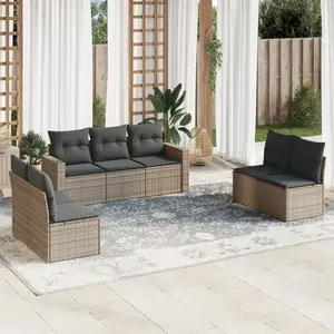 vidaXL Salon de jardin avec coussins 7 pcs gris résine tressée pas cher