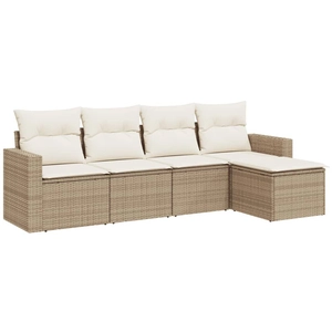 vidaXL Salon de jardin avec coussins 5 pcs beige résine tressée pas cher