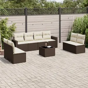 vidaXL - 9-delige - Loungeset - met - kussens - poly - rattan - bruin pas cher