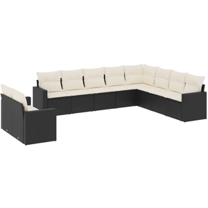 vidaXL Salon de jardin 11 pcs avec coussins noir résine tressée pas cher