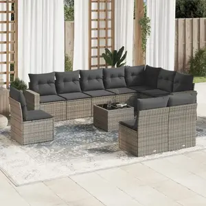 Comparateur de prix : vidaXL Salon de jardin 11 pcs avec coussins gris résine tressée