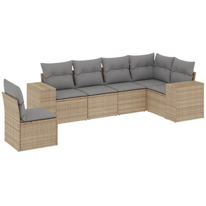 vidaXL Salon de jardin avec coussins 6 pcs beige résine tressée pas cher