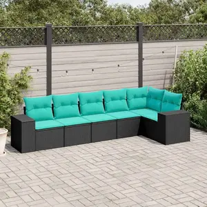 vidaXL Vidaxl Salon De Jardin 6 Pcs Avec Coussins Noir Résine Tressée pas cher