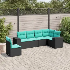 vidaXL Vidaxl Salon De Jardin 6 Pcs Avec Coussins Noir Résine Tressée pas cher