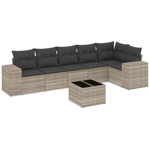 vidaXL Salon de jardin 6 pcs avec coussins gris clair résine tressée pas cher