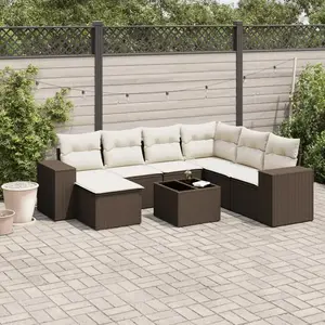 vidaXL - 8-delige - Loungeset - met - kussens - poly - rattan - bruin pas cher