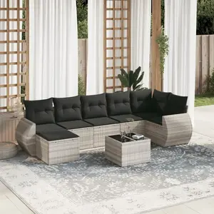 vidaXL Salon de jardin 8 pcs avec coussins gris clair résine tressée pas cher