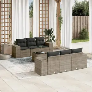 vidaXL Salon de jardin avec coussins 7 pcs gris résine tressée pas cher