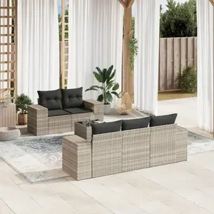 vidaXL Salon de jardin 6 pcs avec coussins gris clair résine tressée pas cher
