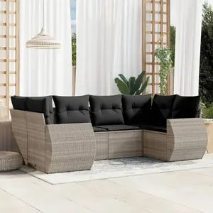 vidaXL Salon de jardin 6 pcs avec coussins gris clair résine tressée pas cher