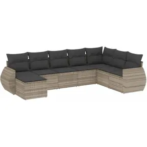 vidaXL Salon de jardin 8 pcs avec coussins gris clair résine tressée pas cher