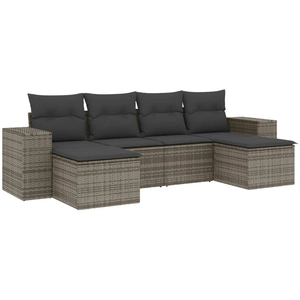 vidaXL Salon de jardin avec coussins 7 pcs gris résine tressée pas cher
