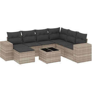 vidaXL Salon de jardin 8 pcs avec coussins gris clair résine tressée pas cher