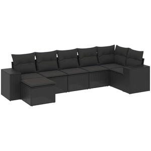 vidaXL Salon de jardin 8 pcs avec coussins noir résine tressée pas cher