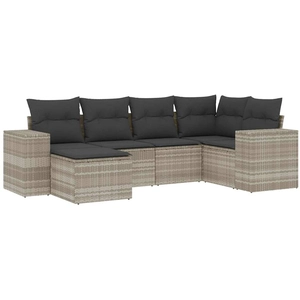 vidaXL Salon de jardin avec coussins 7 pcs gris clair résine tressée pas cher