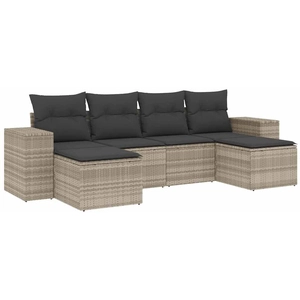 vidaXL Salon de jardin 6 pcs avec coussins gris clair résine tressée pas cher