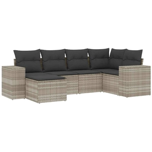 vidaXL Salon de jardin 6 pcs avec coussins gris clair résine tressée pas cher