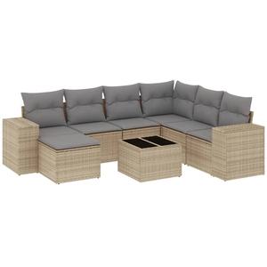 vidaXL Salon de jardin avec coussins 7 pcs beige résine tressée pas cher