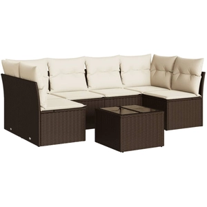 Comparateur de prix : vidaXL Salon de jardin avec coussins 6 pcs marron résine tressée