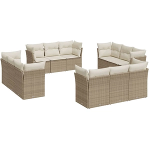 Comparateur de prix : vidaXL Salon de jardin avec coussins 12 pcs beige résine tressée