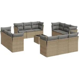 Comparateur de prix : vidaXL Salon de jardin avec coussins 13 pcs beige résine tressée