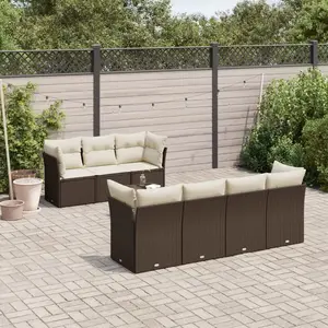 vidaXL - 8-delige - Loungeset - met - kussens - poly - rattan - bruin pas cher