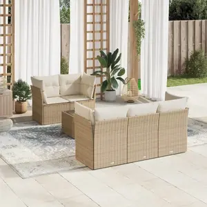 vidaXL Salon de jardin avec coussins 6 pcs beige résine tressée pas cher