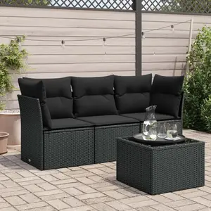 Comparateur de prix : vidaXL Salon de jardin 4 pcs avec coussins noir résine tressée